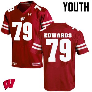 Youth Wisconsin Badgers NCAA #79 David Edwards Red Authentic Under Armour Stitched College Football Jersey WH31H42JV